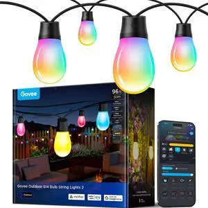 _Mega BraS14 Bulb Outdoor String Lights 2, 96ft Smart RGBIC Warm White Patio Lights with 30 LED Bulbs, 111 Scene Modes for Outdoor Decor, Works with Alexa, Google, Matter, APP Control, IP66 Waterproof