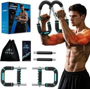 _Mega Brand Twister Arm Trainer, Adjustable 5 Resistance Levels (40-130 lbs) Chest & Arm Workout Equipment for Men & Women, Ergonomic Home Gym Strength Trainer with Anti-Slip Handles & Carry Bag