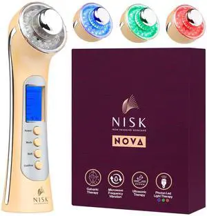 Nova 4-in-1 Facial Wand: Red, Blue and Green Light Therapy, Galvanic Ion Cleansing, Ultrasonic Face Lift & Anti-Aging Device, Tightening, and Rejuvenation for Home Use