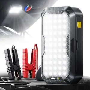 _Mega Brand Car Battery Jump Starter: 5000A Portable Jump Starter Up to 8.5L Gas and 8.0L Diesel Engines with 2000LM LED Work Panel Light, 12V Safe Jump Box with Camping Light, Power Bank and Jumper