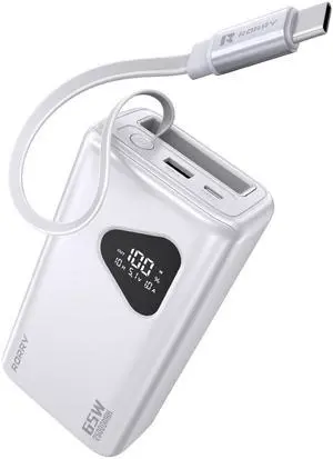 _Mega Brand Power Bank, 25000mAh 65W Portable Laptop Charger Battery Bank PD Fast Charger Built in Retractable Cables, for iPhone 16/15 Series, MacBook, Samsung, Dell, XPS, iPad, Steam Deck,