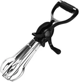 _Mega Brand  Stainless Steel Manual Hand Mixer, Black Retro Style Egg Beater, 13" x 4"