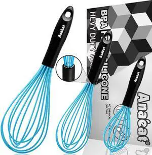 _Mega Brand Silicone Balloon Whisk, Perfect for Non-Stick Cookware, Milk and Egg Beater Blender, Heat Resistant Kitchen Whisks for Whisking, Cooking, Baking, Beating, Frothing & Stirring (Blue)