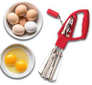 _Mega Brand Rotary Egg Beater Manual Hand Crank Mixer-Stainless Steel Hand Mixer with Double Rotating Heads for Easy Beating, Blending, and Whipping-Dishwasher Safe Kitchen Gadgets by_Mega Brand