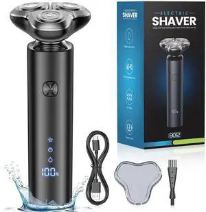 Electric Razor for Men, Men's Electric Shaver, 3-Blade Rotary Shaving System, Touch Switch, Type-C Fast Charging, LED Display, Travel Lock, 90+ Minutes Run Time