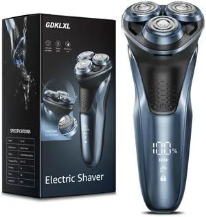 _Mega Brand Rechargeable Electric Razor for Men: IPX7 Waterproof Shaver - 1.5H Fast Charge, 4D Flex Precision Blades with Pop-Up Trimmer - Gentle on Sensitive Skin, Travel-Friendly