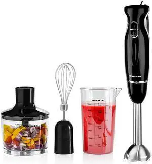 _Mega Brand Immersion Hand Blender, 300W Electric Handheld Portable Stick Mixer Set with 2 Mixing Speed, Stainless Steel Blades, Egg Whisk Attachment, Mixing Beaker and BPA-Free Food Chopper, Black