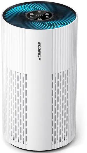 _Mega Brand Air Purifiers for Home Large Room Cover Up to 1500 Ft² with True HEPA Filter, 20dB Sleep Mode, 360° Air Intake & Outlet, Air Cleaner for Bedroom Pets, 7 Color Light, HAP604, Bright White
