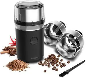 _Mega Brand Electric Coffee Grinders for Spices, Seeds, Herbs, and Coffee Beans, Spice Blender and Espresso Grinder, Wet and Dry Grinder, Included 2 Removable Stainless Steel Bowls, Black