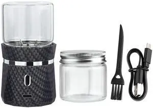 _Mega Brand Unique Electric Herb Grinder, Small Spice Grinder Electric herb Grinders Mini Size 2x3.5inches with 2pcs 1.7oz/50ml Glass Jar Herb Jar Portable Grinders Rechargeable Automatic herb Grinder