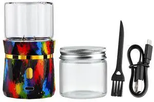 _Mega Brand Electric Herb Grinder, Mini Size 2inx3.5inches with 2pcs 1.7oz/50ml Glass Jar, Portable, Automatic
