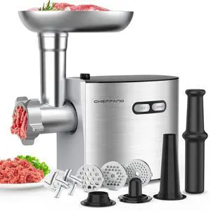 _Mega Brand Meat Grinder, 2600W Max Stainless Steel Meat Grinder Electric, ETL Approved Heavy Duty Meat Mincer Machine with 2 Blades, 3 Plates, Sausage Stuffer Tube & Kubbe Kit for Home Kitchen Use