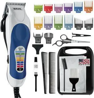 _Mega Brand Clipper USA Color Pro Complete Haircutting Kit with Easy Color Coded Guide Combs - Corded Clipper for Hair Clipping & Grooming Men, Women, & Children - Model 79300-1001M