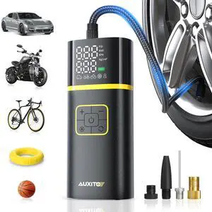 _Mega Brand  Air Compressor - Air Pump for Car Tires with Digital Pressure Gauge, Cordless Rechargeable Battery, Emergency LED Light for Car Motorcycle Bike Ball, 150PSI, Auto Stop
