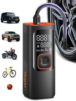 _Mega Brand Tire Inflator Portable Air Compressor - Powerful 160PSI & 2X Faster, Accurate Pressure LCD Display, Cordless Easy Operation - Portable Air Pump for Car, Motorcycle, E-Bike, Ball