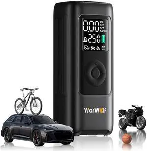 _Mega Brand 160PSI Tire Inflator Portable Air Compressor - 48LPM Fast Air Pump for Car Tires: SUV, Light Truck, Motorcycle, Bike, 10000mAh with Auto Shut-Off, Digital Gauge, 12V Car Adapter, LED Light
