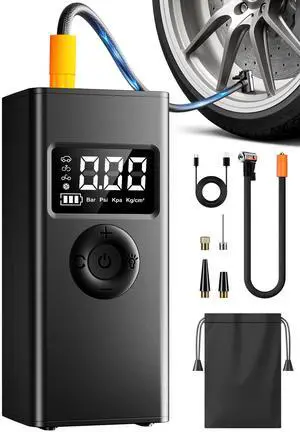 _Mega Brand Tire Inflator Portable Air Compressor, 160PSI Air Pump for Car Tires with Digital Pressure Gauge, LED Light and Auto Shut-Off Function, for Car/Motorcycle/Bike/Ball