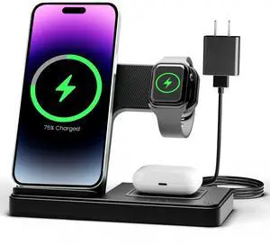 _Mega Brand Wireless Charger : 3 in 1 Charger Stand Multiple Devices for Apple - iPhone 16e 16 15 14 Pro Max 13 12 11 - Watch 10 9 8 7 6 5 4 3 2 SE and Ultra Series - Airpods 4 3 2 Pro
