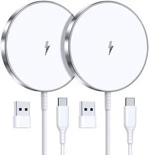 _Mega Brand Magnetic Wireless Charger 15W Fast Mag Safe Charger for Cell Phone 16 Pro Max/16 Pro/16 Plus/16/15/14/13/12 Series 2 Pack Charging Pad for AirPods 3/2/Pro 2/Pro Mag-Safe