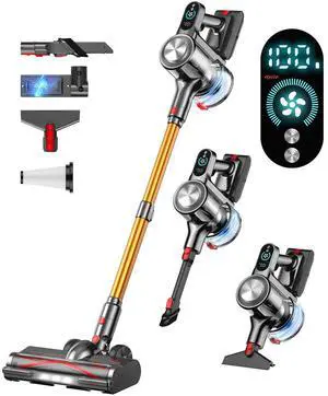 _Mega Brand , 40Kpa Vacuum Cleaners for Home with LED Display, 45Mins Stick Vacuum Cordless Rechargeable, Wall-mounted Charging, Wireless Vacuum for Home Pet Hair, Carpet, Hardwood Floor