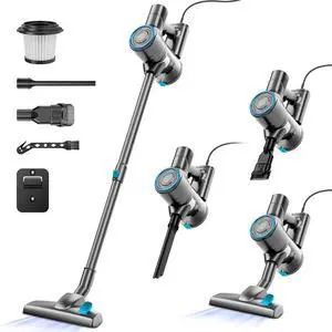 _Mega Brand Corded Vacuum Cleaner for Home, 600W Powerful Stick Vacuum, 2 in 1 Vacuum Cleaners,1.2 L Dust Cup, Corded Handheld Vacuum Pet for Hair, Short-Pile Carpet, Hardfloor (Sky Blue)