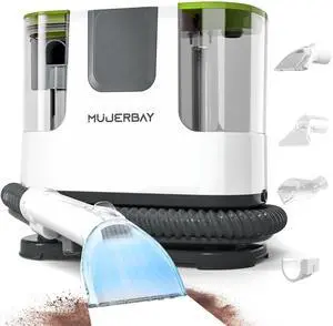 _Mega Brand  12Kpa Portable Spot and Stain Cleaner, Easy Move with Universal Wheels & Handle, 1.18-inch Deep Cleaning Machine for Couch, Stairs, Car and Pet Messes. Green
