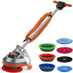_Mega Brand  Floor Scrubber Machine with Brushes and Pads, Heavy Duty Floor Cleaner Polisher and Buffer- Deep Cleaning Tile and Grout, Hardwood Floors and Carpets without Getting on Hands and Knees