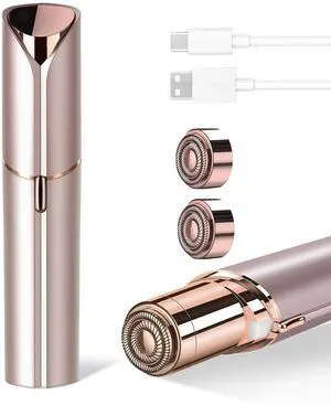 _Mega Brand Facial Hair Removal for Women, Portable Painless Hair Remover Device, Rechargeable, with 2 Replacement Heads, for Face, Upper Lip and Chin