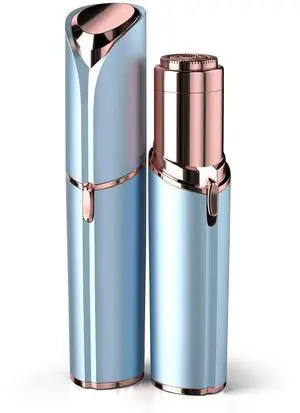 _Mega Brand Facial Hair Remover for Women - as Seen on TV Painless Face Shaver - Electric Hair Removal Device for Face Lips Peach Fuzz with Light (Blue)