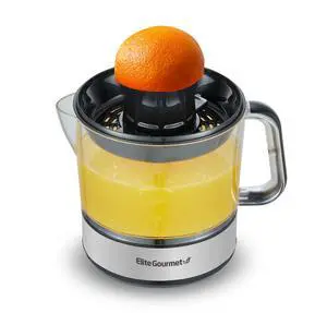 _Mega Brand  ETS623 BPA-Free Electric Citrus Juicer, Compact, Large Volume, Pulp Control, Oranges, Lemons, Limes, Grapefruits with Easy Pour Spout, 24oz, Black/Stainless Steel