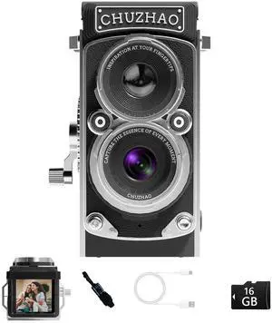 _Mega Brand  Vintage Mini Digital Camera, Portable TLR Style Retro Point and Shoot Compact Small Pocket 1080P FHD Video 12MP Autofocus Vlogging Camera with 16 GB Card for Beginners Teens Adults Kids