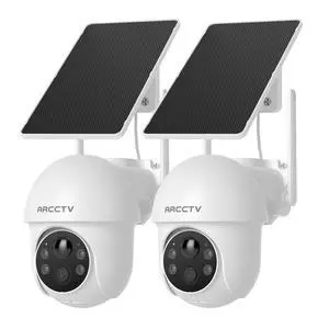 _Mega Brand Solar Security Cameras Wireless Outdoor, 4MP 360° View Battery Powered Outdoor Camera, Night Vision with Spotlight, 2-Way Audio, PIR Motion Sensor, 2.4G/5G Dual Band WiFi (2 Pack)