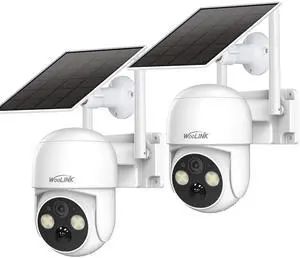 2PCS 4MP Solar Security Cameras Wireless Outdoor, 2.5K Solar/Battery Powered Camera for Home Security, Pan/Tilt 2.4Ghz WiFi Camera with PIR, 2-Way Audio, Cloud/SD, Color Night Vision