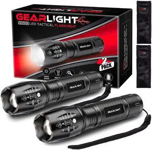 _Mega Brand LED Flashlights - Mini Camping Flashlights with High Lumens, 5 Modes, Zoomable Beam - Bright and Versatile Flash Light for Outdoor and Home Use - S1000-2 Pack, (Batteries Not Included)