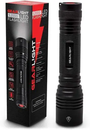 _Mega Brand S2000 LED Flashlight High Lumens - Super Bright, Powerful, Mid-Size Tactical Flashlight for Outdoor Activity & Emergency Use - S2000-1 Pack, (Batteries Not Included)