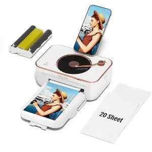 _Mega Brand 4x6'' Photo Printer with 20 Sheets Photo Paper & 1 Cartridge, Portable Instant Photo Printer for iPhone Android, Thermal Dye Sublimation, Wi-Fi Picture Printer