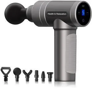 _Mega Brand Massage Gun Deep Tissue,Birthday Gifts for Men Women,Gifts for Boyfriend Girlfriend - Neck Back Massager for Pain Relief Deep Tissue with 6 Heads & 5 Speeds,Prime Today 2025(Grey)