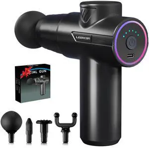 _Mega Brand  Mini Massage Gun,Portable Deep Tissue Muscle Fashion Back Massager, Handheld Percussion Massager for Pain Relief with 6 Intensities, 4 Heads, Gifts for Men and Women