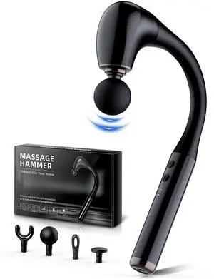 Massage Gun with Upgraded Extension Handle, 10MM Massage Gun Deep Tissue, Back Massager, Muscles/Neck/Shoulders/Waist/Legs Massager Portable for Pain Relief, 4 Massage Heads & 5 Speed Levels