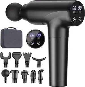 _Mega Brand Massage Gun Deep Tissue, Muscle Massage Gun with 9 Attachment Heads 20 Speeds & Silent Brushless Motor for Pain Relief, Handheld Percussion Back Massager Gun for Athletes(Black)