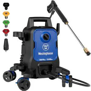 _Mega Brand ePX3100 Electric Pressure Washer, 2300 Max PSI 1.76 Max GPM with Anti-Tipping Technology, Onboard Soap Tank, Pro-Style Steel Wand, 5-Nozzle Set, for Cars/Fences/Driveways/Home/Patios