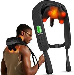 Cordless Neck Massager for Pain Relief Deep Tissue, 2025 Upgarded Deep Kneading Shoulder Back Massager with Heat, Massager Pillow for Neck and Shoulder Pain, Electric Massagers