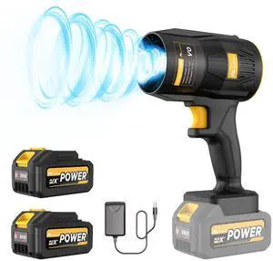 _Mega Brand Electric Leaf Blower, _Mega Brand 21V Handheld Leaf Blower Cordless with 2 * 4000mAh Batteries and Charger,Turbo Jet Blower, Lightweight Leaf Blowers for Lawn Care Patio Cleaning Dark
