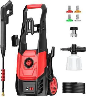 _Mega Brand Electric Pressure Washer, 2.5 GPM Power Washer with 4 Quick Connect Nozzles & Foam Cannon, Portable High Pressure Washer Cleaning Machine for Cars Fences Driveways Patios