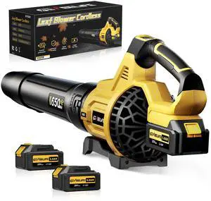 _Mega Brand Leaf Blower Cordless, 650CFM & 3 Speed Levels, Electric Cordless Leaf Blower with 2 * 5.0Ah Battery Powered, Blowers for Lawn Care, Yard, Blowing Leaves, Dust, Snow