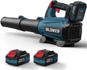 _Mega Brand Leaf Blower Cordless- 630CFM/160MPH, 21V Powerful Electric Cordless Leaf Blower with 2 x 4.0Ah Batteries and Charger, Battery Powered Leaf Blowers for Lawn Care, Patio, Yard, Dust,