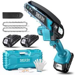 _Mega Brand Mini Chainsaw, 6-inch Mini Chainsaw Cordless, Handheld Electric Power Chain Saw with 2 Batteries, for Tree Trimming Wood Cutting, Best Gifts for Father, Dad, Husband, Men