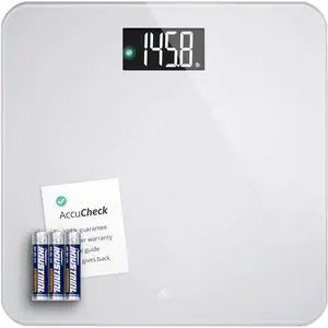 _Mega Brand  Digital AccuCheck Bathroom Scale for Body Weight, Capacity up to 400 lbs, Batteries Included, Pearl Gray