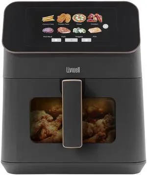 _Mega Brand Touch IQ Matte Grey 7 Quart Air Fryer with High-Resolution Touch Screen, 200+ Recipes, 12 Food Categories, 3 Portion Sizes, PFAS-Free, and Multilingual for Cooking and Kitchen Gift