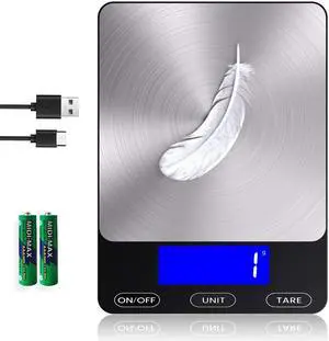 _Mega Brand Food Scale -33lb Digital Kitchen Scale for Food Ounces Grams Rechargeable 304 Stainless Steel,Batteries and Type-C Charging | Perfect for Meal Prep, Cooking, and Baking, Black